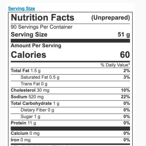 Uncured Canadian Bacon nutrition facts