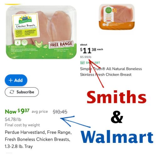 compare chicken breast smiths walmart deal food meat co op local