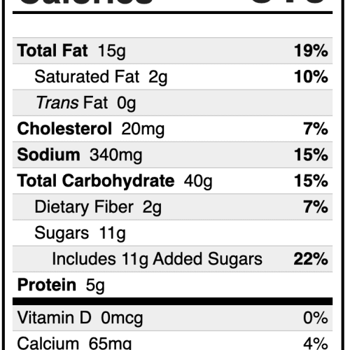 french toast sticks nutrition facts