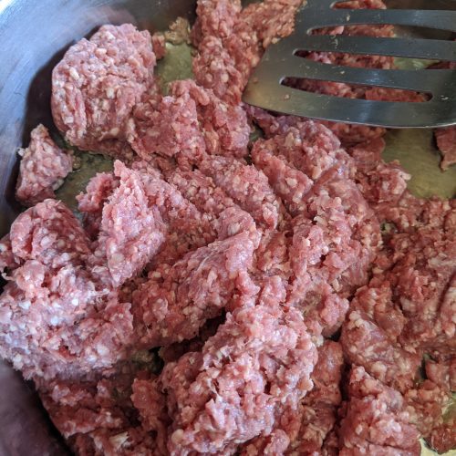 ground sirloin in pan