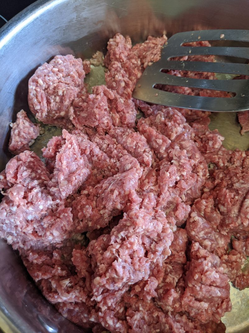 ground sirloin in pan