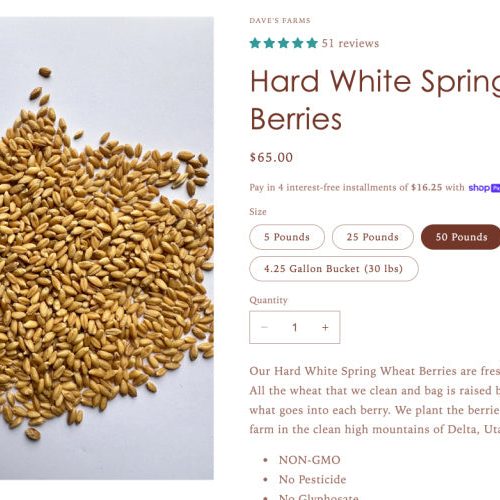 hard white wheat berries 50 lbs a3228595 70a3 4ace aa5b b6ef05f137aa