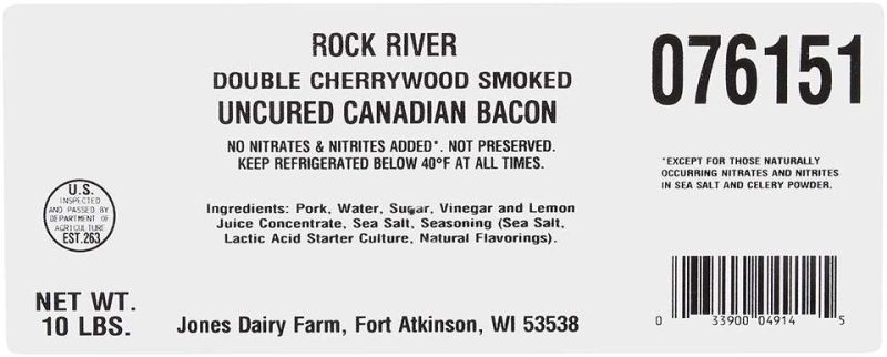 jones dairy canadian bacon bulk example label