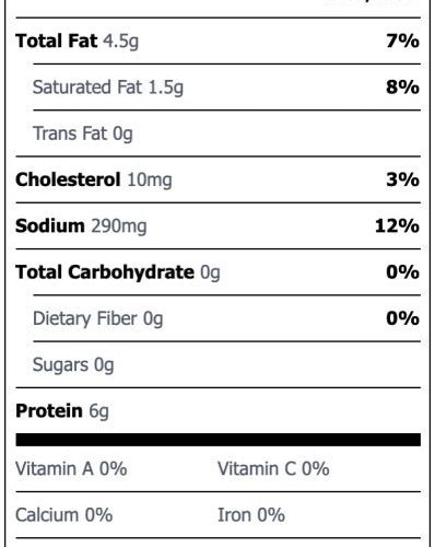 nutrition facts uncured bacon 1