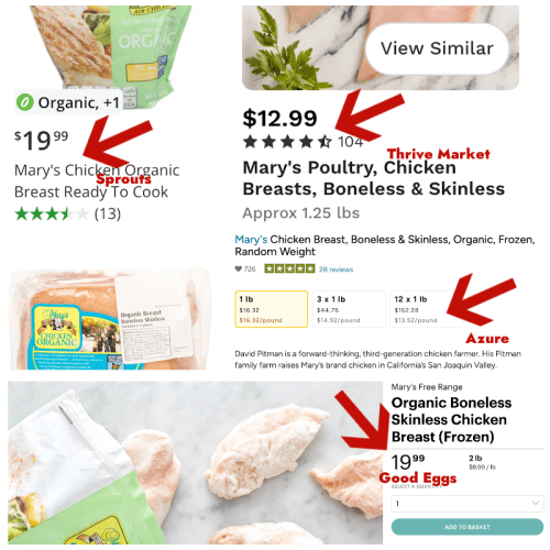 price comparisons marys organic chicken 1