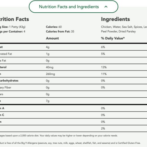 updated nutrition facts jones dairy sausage patties chicken bulk wholesale deal